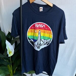 NASA Rainbow Pride Fruit of the Loom Navy Graphic Tee / Size Medium